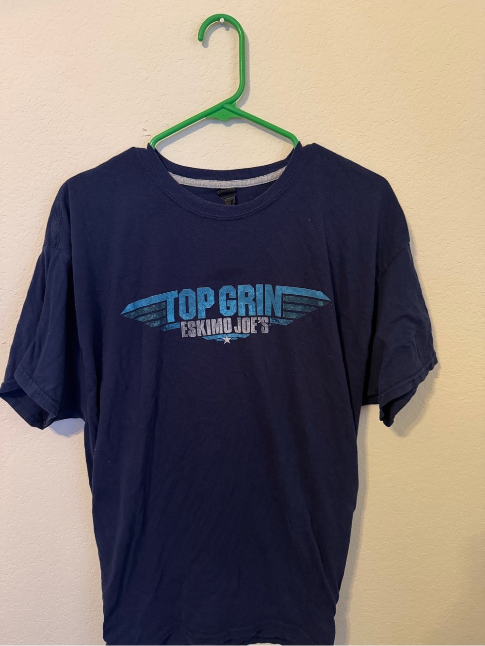 Hanes Navy Short Sleeve Graphic Tee with Light Blue Print